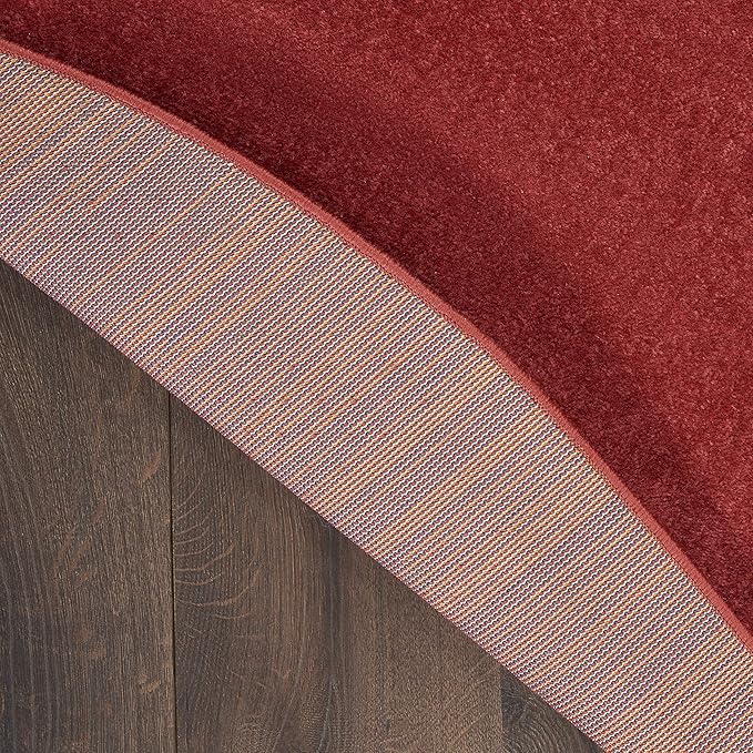 Nourison Home Nourison Essentials Brick Red 8' x Round Area Rug - Easy Clean, Non Shedding, Bed Room, Living Room, Dining Room, Kitchen (8' x Round)