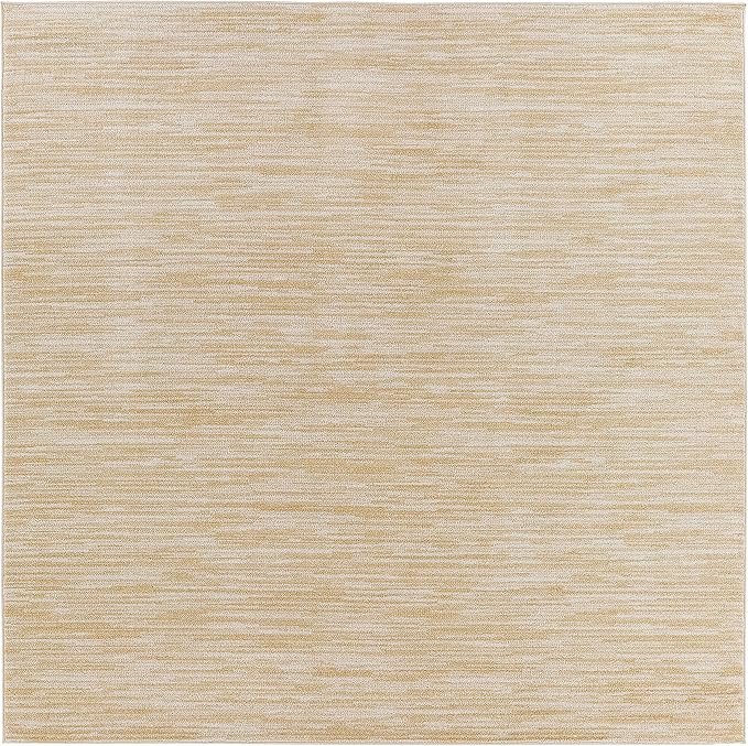 Nourison Home Nourison Essentials Ivory Gold 7' x Square Area Rug - Easy Clean, Non Shedding, Bed Room, Living Room, Dining Room, Kitchen (7' x Square)